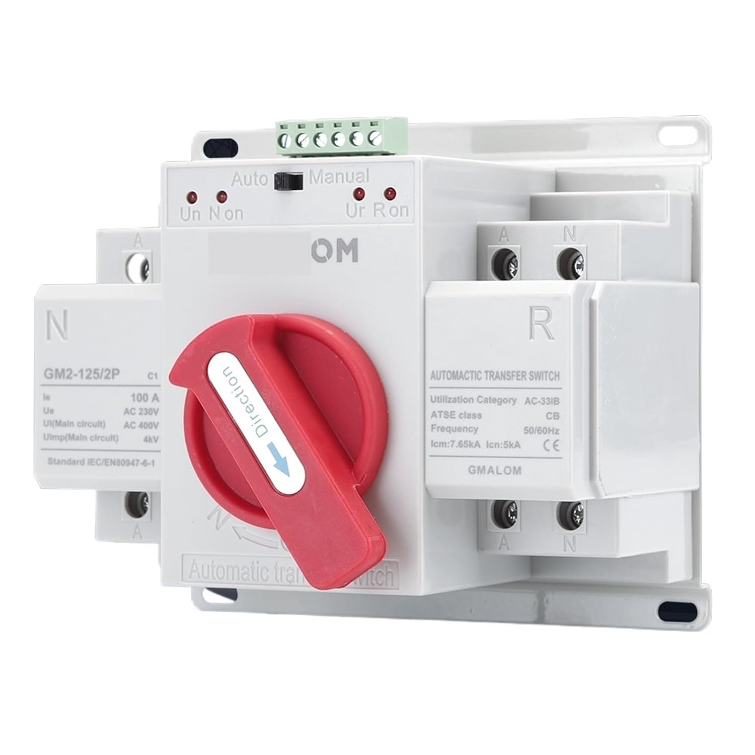Dual Power ATS (CB) 2P/4P 63A Dual Power Automatic Transfer Switch AC230V 50/60Hz /Manual Switching Circuit Breakers(2p,40A)