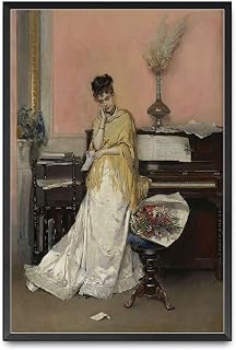 Canvas Posters and Print Pictures Vintage Woman Portrait Poster Pastel Unisex Print Victorian Feminine Art Vintage Wall Art Floral Print Art Living Room and Bedroom Decorative Wall Decoration 16x24inch Metal Frame