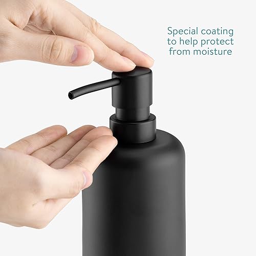 Miniatura 3 de Navaris Juego de accesorios de baño, 3 piezas, resina, negro, elegante diseño moderno, jabonera, soporte para cepillos de dientes, dispensador de