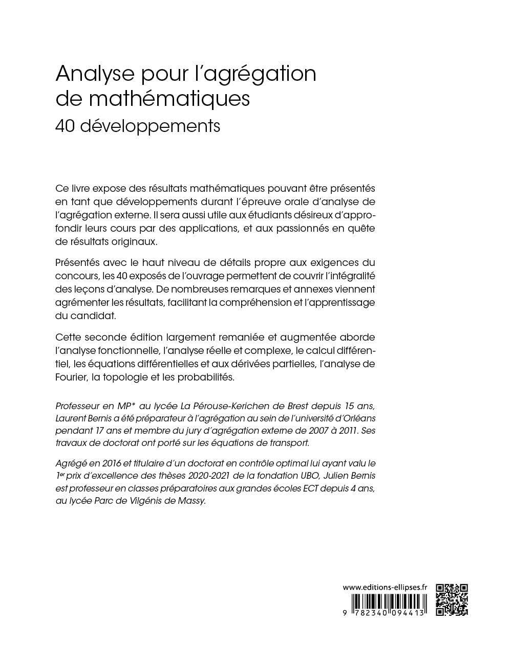 Analyse pour l’agrégation de mathématiques: 40 développements