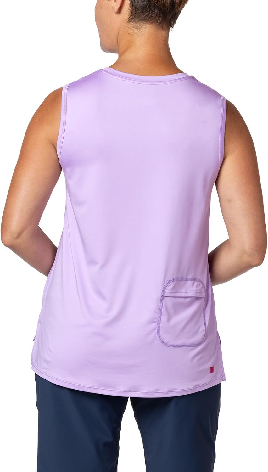 Terry Tech Bike Tank - Womens Sleeveless Cycling Top Crew Neck Relaxed Fit UPF 50+ Active Multi Sport Performance Top
