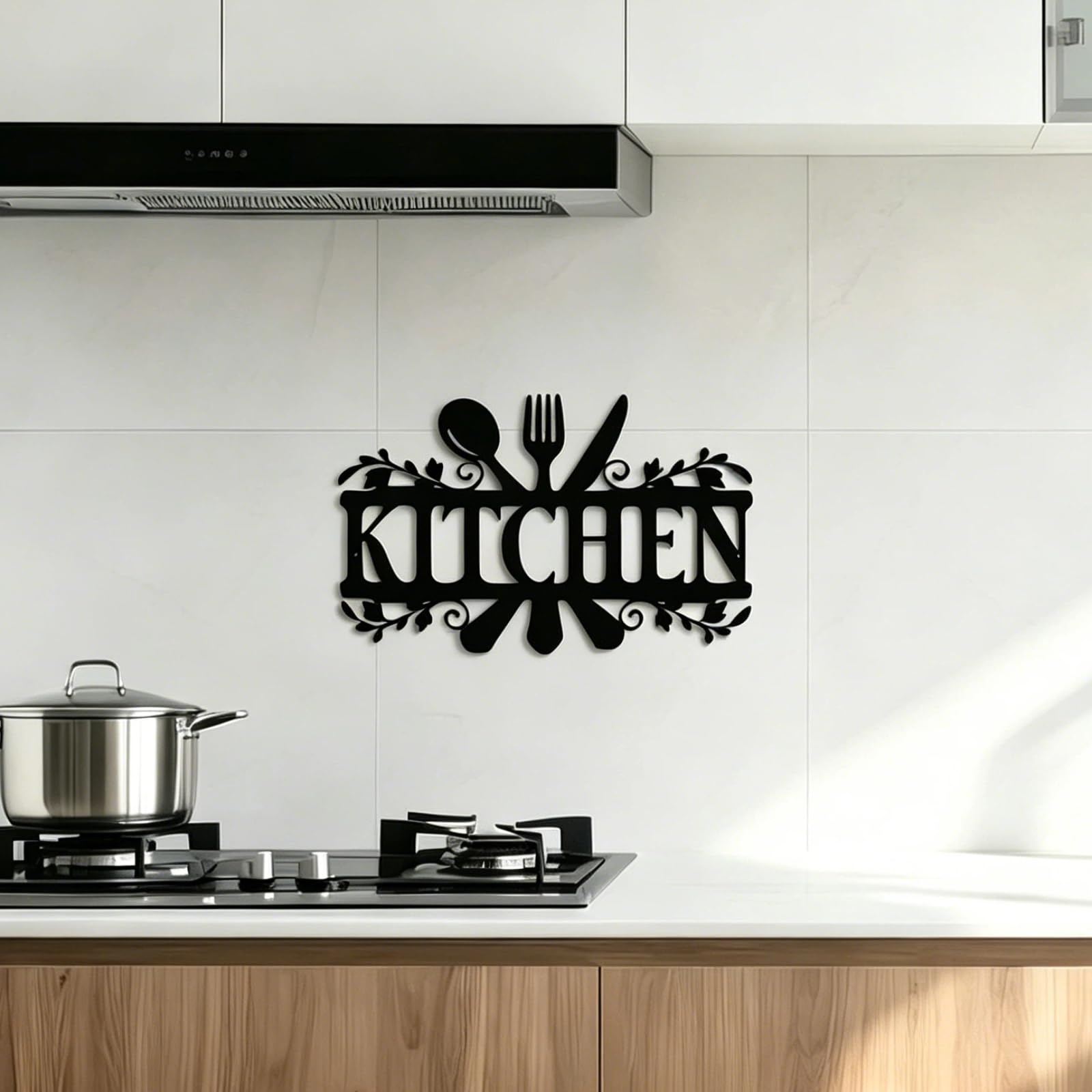 Kitchen Wrought Iron Wall Decoration, Metal Kitchen Art Sign Black, Hanging Iron Wall Art Decoration for Home Chefs Dining Room Farmhouse Hanging 35.6cm x 22cm