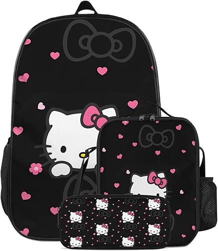 Dreuingb Linda mochila de 3 piezas con lonchera aislada reutilizable y estuche para lápices, mochilas de gran capacidad de 17 pulgadas para