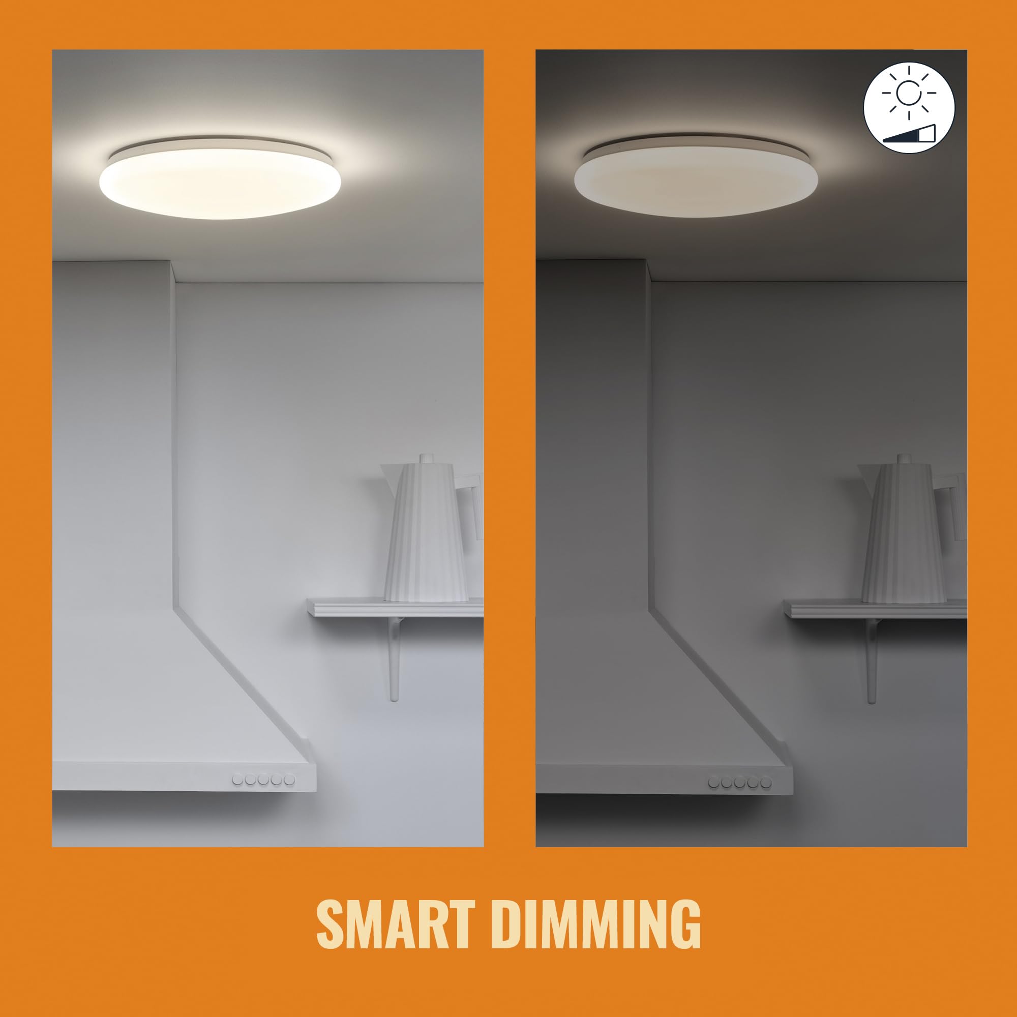 WiZ Tunable White Superslim Deckenleuchte (1.300 lm), Ø242 mm, LED Leuchte mit warm- bis kaltweißem dimmbarem Licht, smarte Lichtsteuerung über WLAN per Stimme/App, weiß