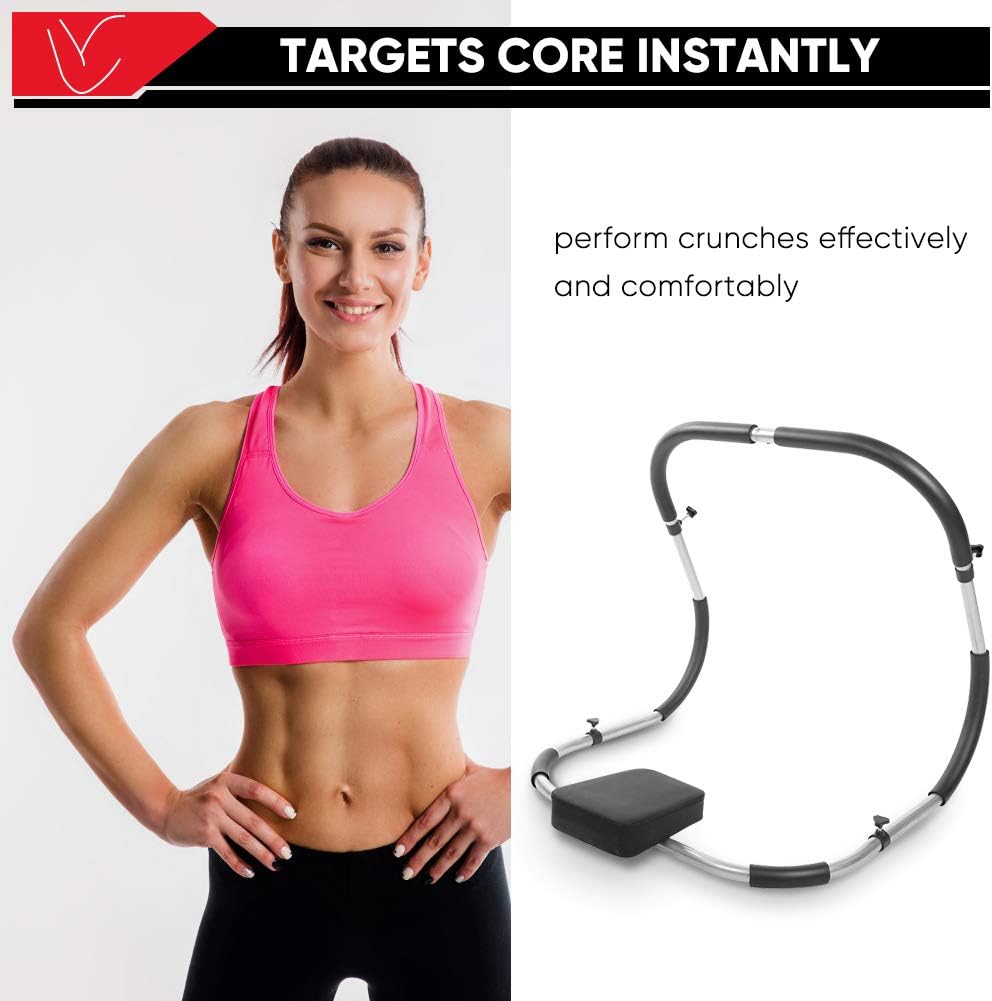 Woman next to the Cocoarm Abdominal Fitness Machine with text 'TARGETS CORE INSTANTLY'