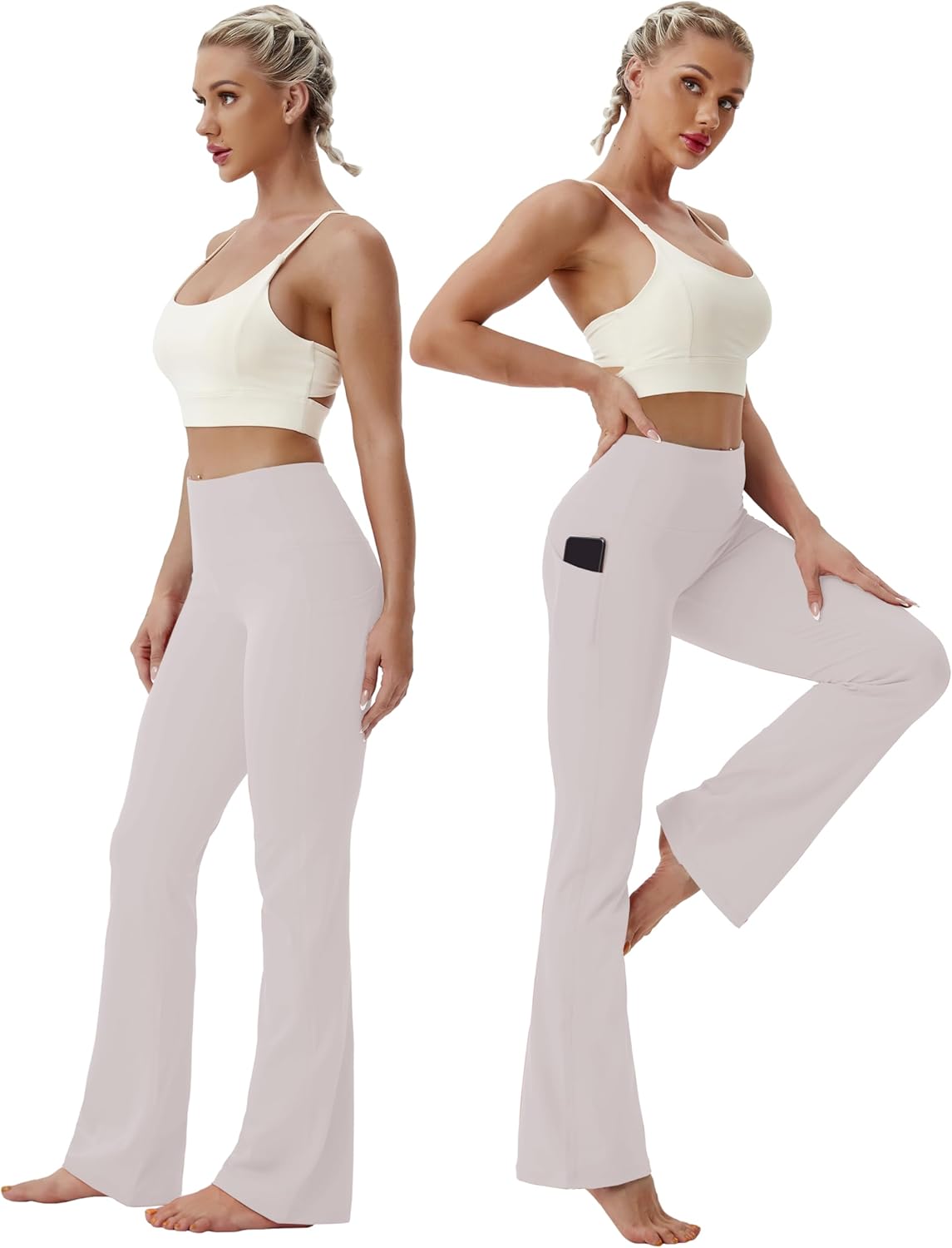 BUBBLELIME 29"/31"/33"/35"/37" High Waist Yoga Pants Tummy Control for Womens Bootcut Workout Flared Basic/Out Pockets - Image 3