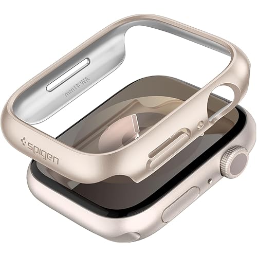Spigen Thin Fit Designed for Apple Watch Case Series 9/8/7 41mm Lightweight Hard PC Cover - Starlight