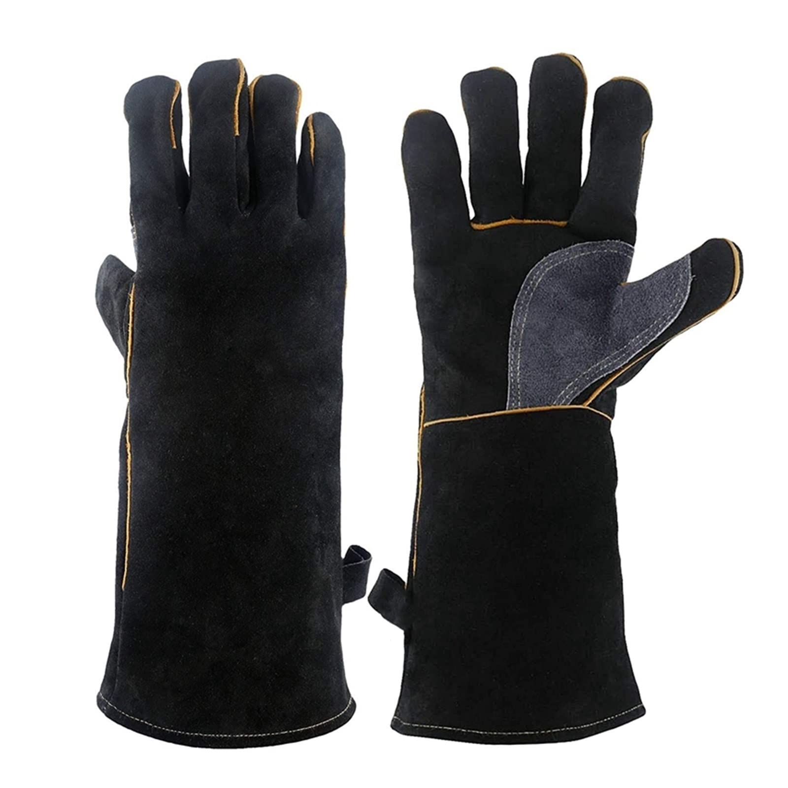 Welding Supplies Heat Fire Resistant Gloves Leather with Stitching Mitts Perfect for Fireplace Stove Oven Grill Welding BBQ