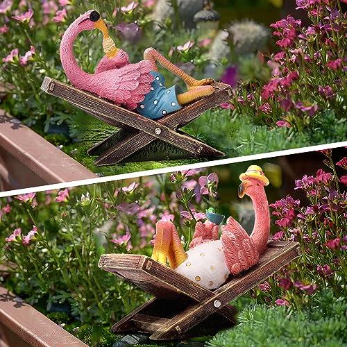 Muamax BEACH FLAMIGO Pink Flamingo Garden Statues Flamingo Ornaments Small Flamingo Statue Summer Tropical Coastal Desk Decor Yard Art Ornament Housewarming Gifts Outdoor Patio Lawn Decorations thumb #7