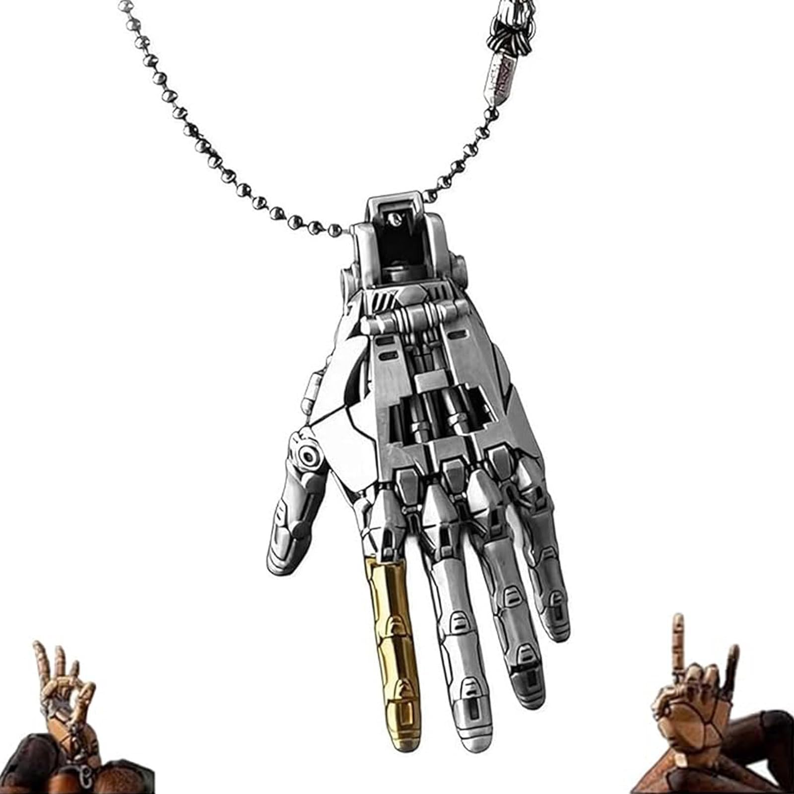 Genérico Colgante de mano mecánica, articulaciones de dedos móviles joyería de encanto de mano de robot, joyería de collar steampunk, collar multiusos o llavero accesorios punk
