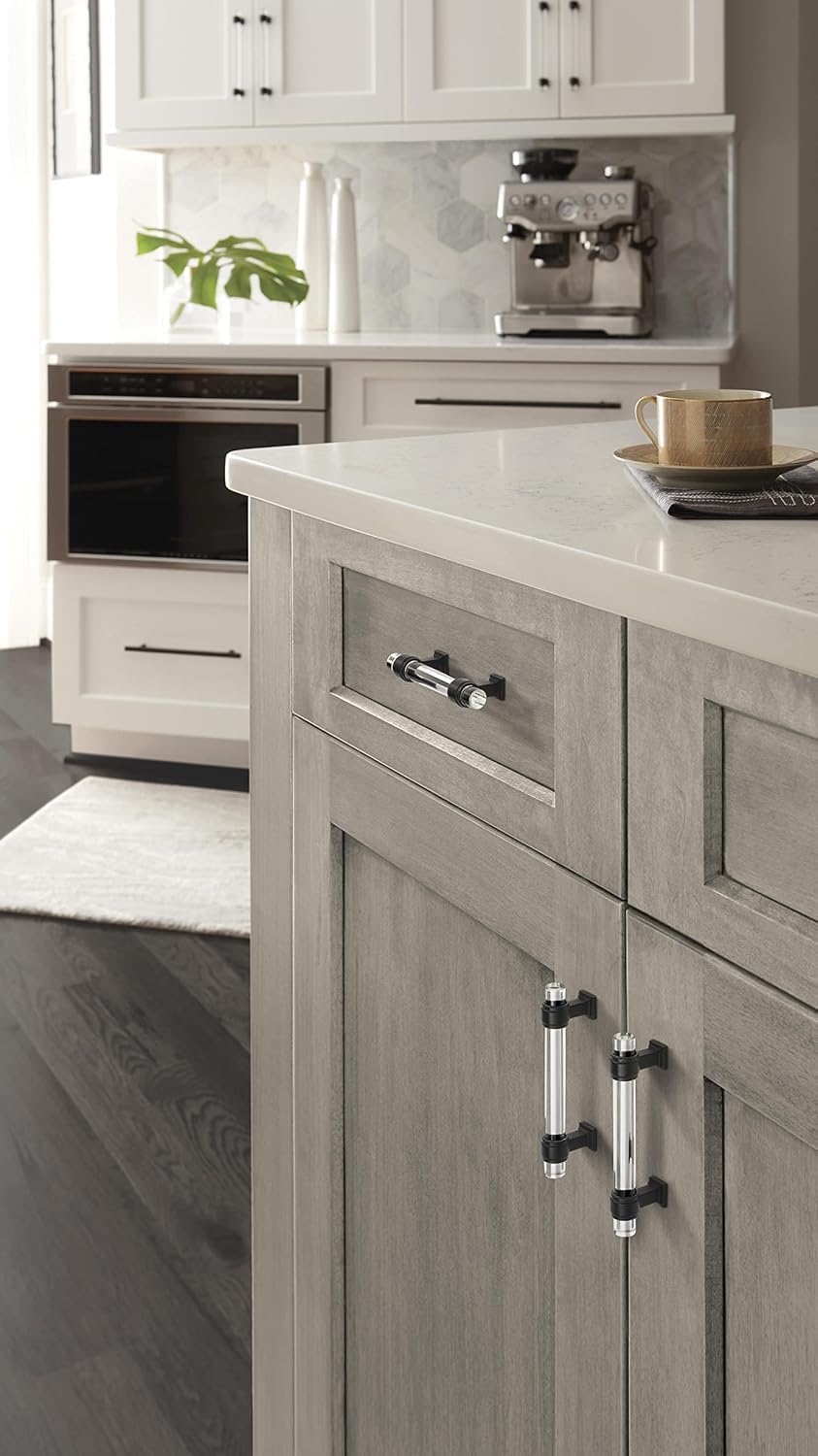 Amerock | Cabinet Pull | Clear/Black Bronze | 3-3/4 inch (96 mm) Center to Center | Glacio | 1 Pack | Drawer Pull | Drawer Handle | Cabinet Hardware