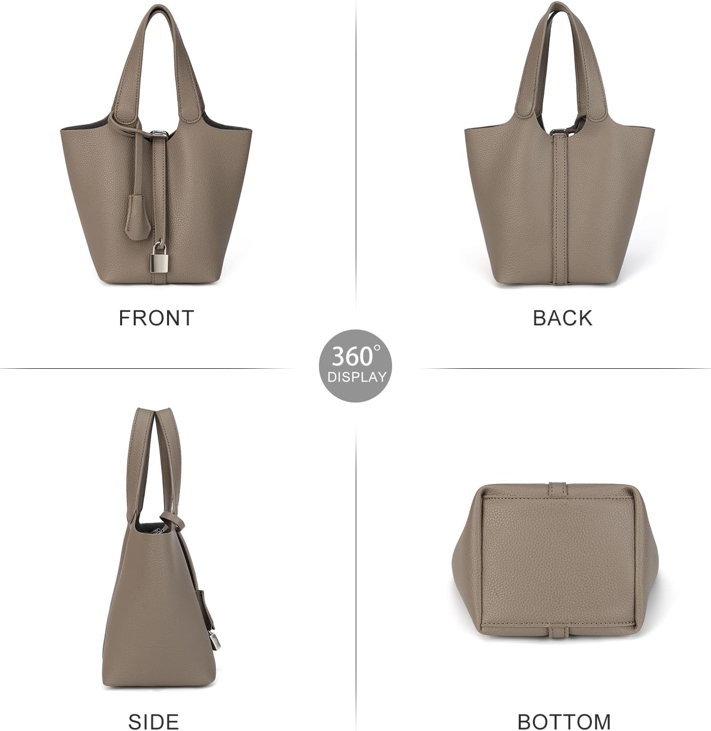 Tote Bag for Women Vegan Leather Bucket Purse for Women Top Handle Handbag Shoulder Bag with Detachable Small Purse