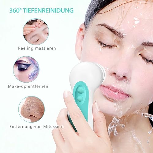 Miniatura 7 de Juego de cepillos giratorios de limpieza facial resistente al agua, con 3 cabezales de cepillo exfoliante - Sistema completo de spa facial por