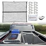 Muslogy Truck Bed Cargo Net Trunk Netting Compatible with Pickup Bed Stretchable 4'x4' to 7'x7' Accessories, Pickup Cargo Organizer SUV Sedan Storage Net w/Heavy Duty Carabiners