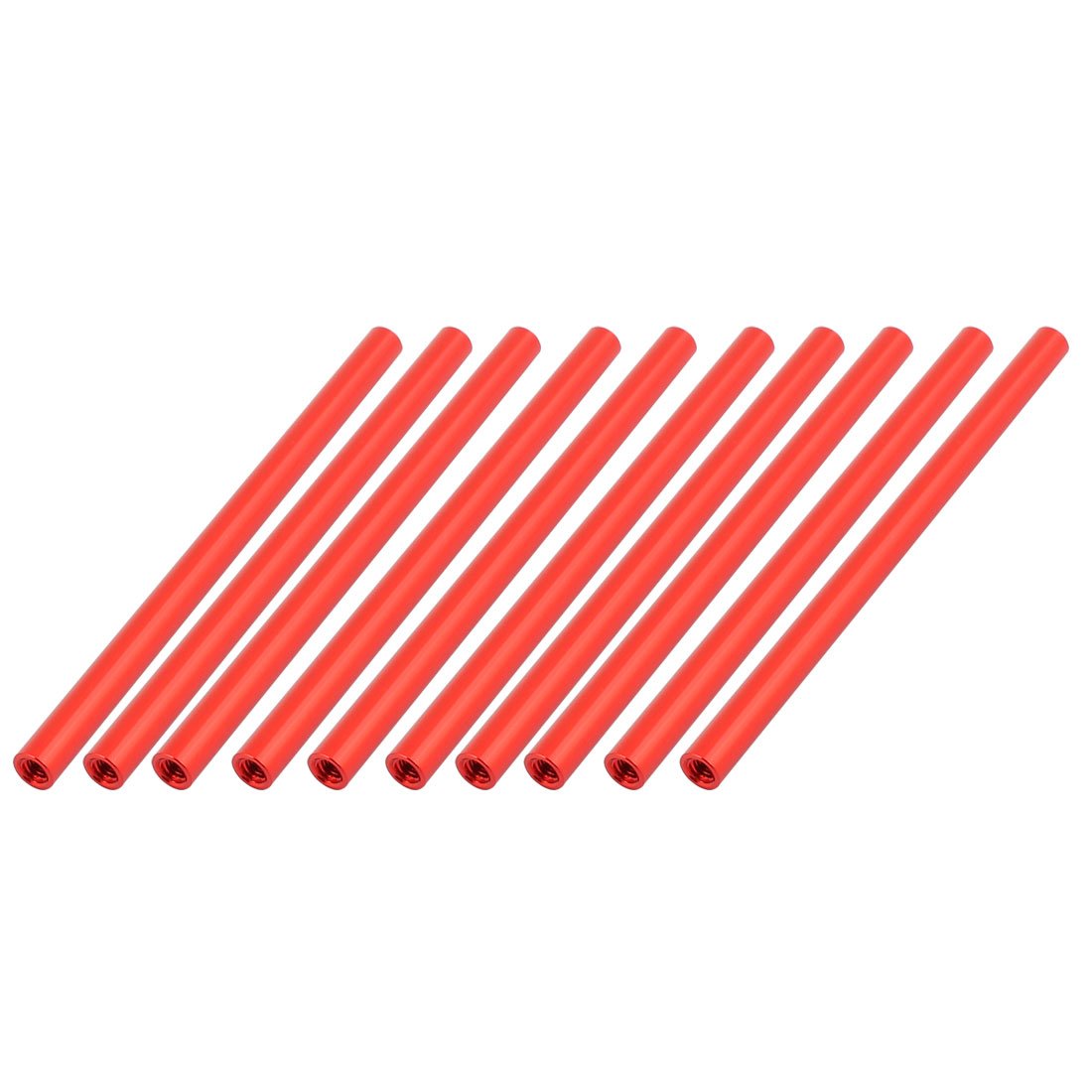 Aexit 10 Pcs Electrical equipment M3 x 80mm Round Aluminum Column Alloy Standoff Spacer Stud Fastener for Quadcopter Red