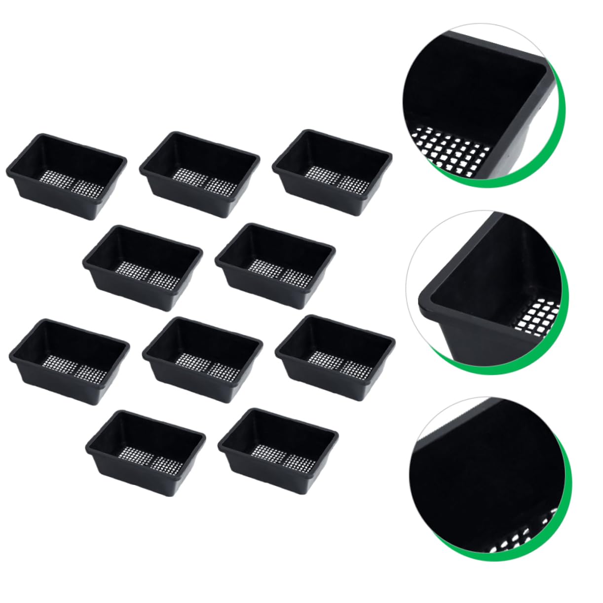 Sosoport 2 Ensembles Pot De Pépinière Rectangulaire Usine Support pour Plantes Bac Jardinage Bac De Culture Fournitures De Jardinage Plateau De Semis De Pépinière Black 10 Pièces * 2