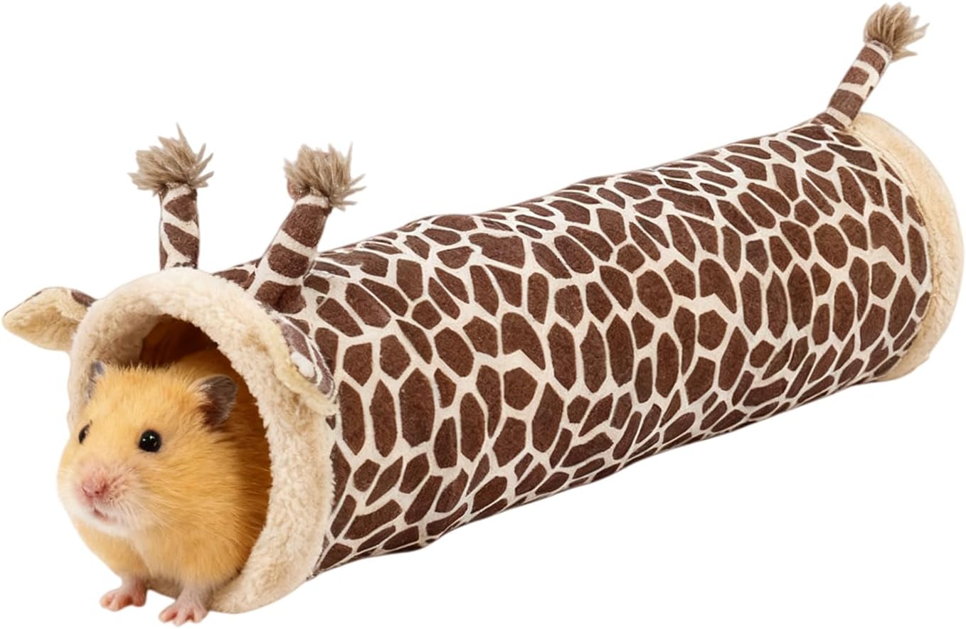 Hamster Tunnel – Zusammenfaltbares Schlafhaus,Giraffen Design Warme Röhre – Zubehör für Igel Frettchen & Nagerkäfige im Haus