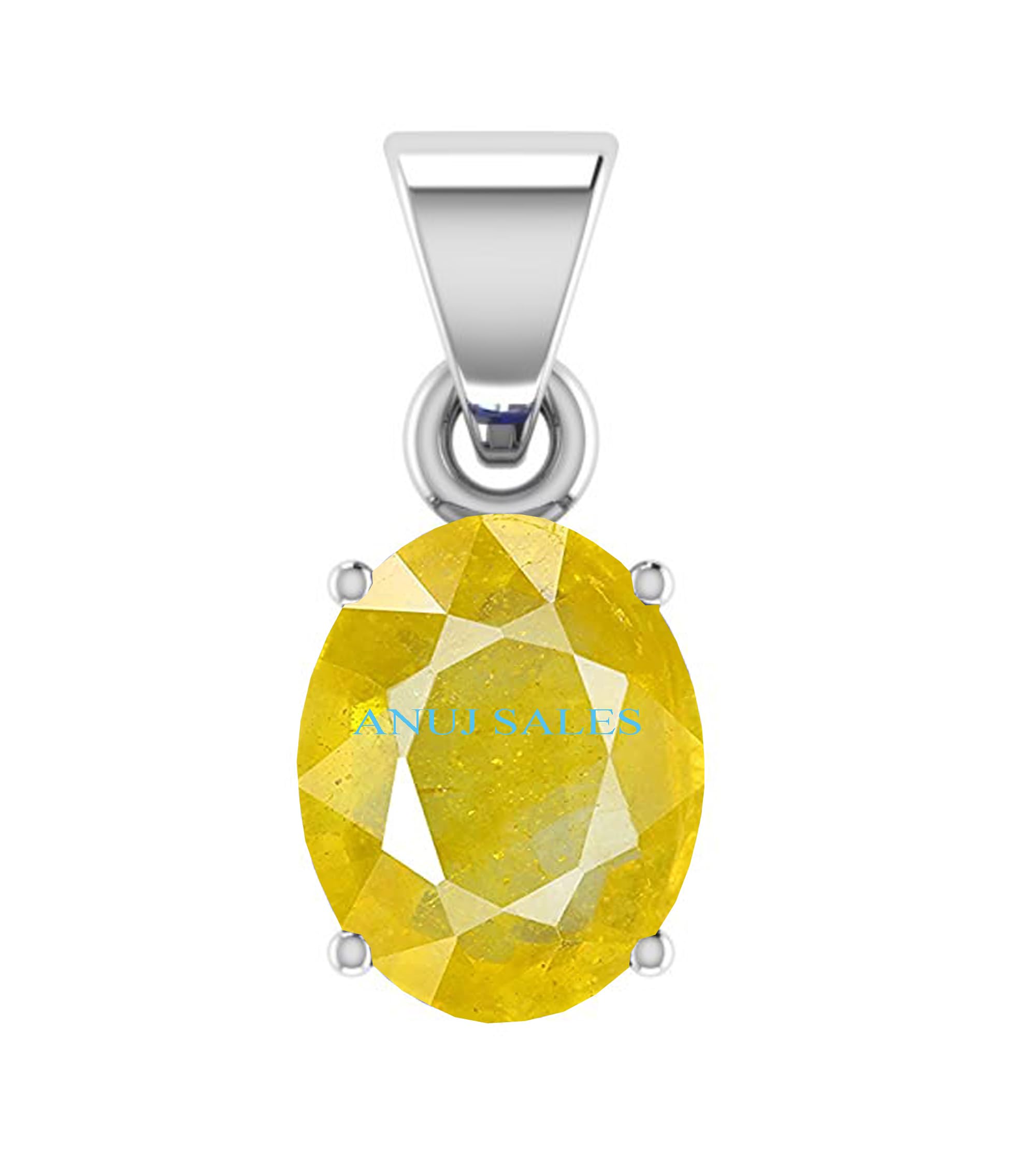 6.25 Carat Natural Yellow Sapphire Pendant/Locket Pukhraj Stone Original AAA+ Quality Gemstone Silver Plated Pendant for Men and Women-image-14