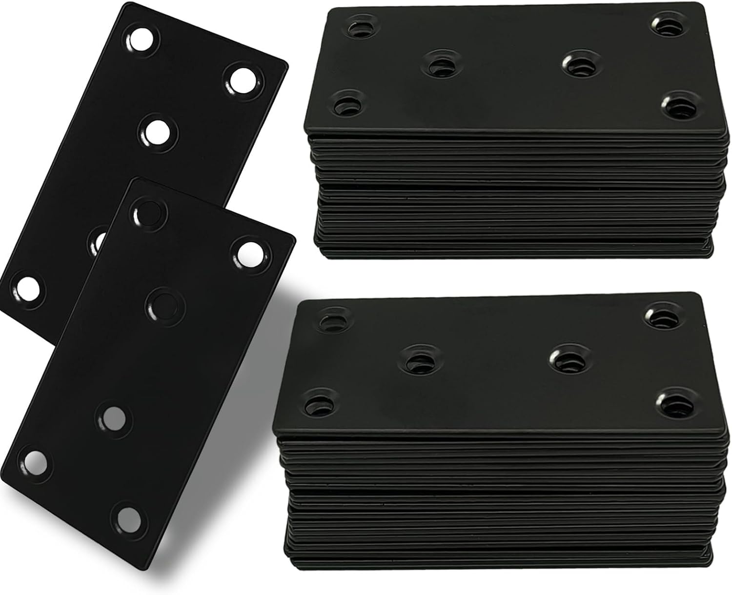 50 Pack Black Mending Plates for Wood 4Inch Heavy MetaMLK for Bra...