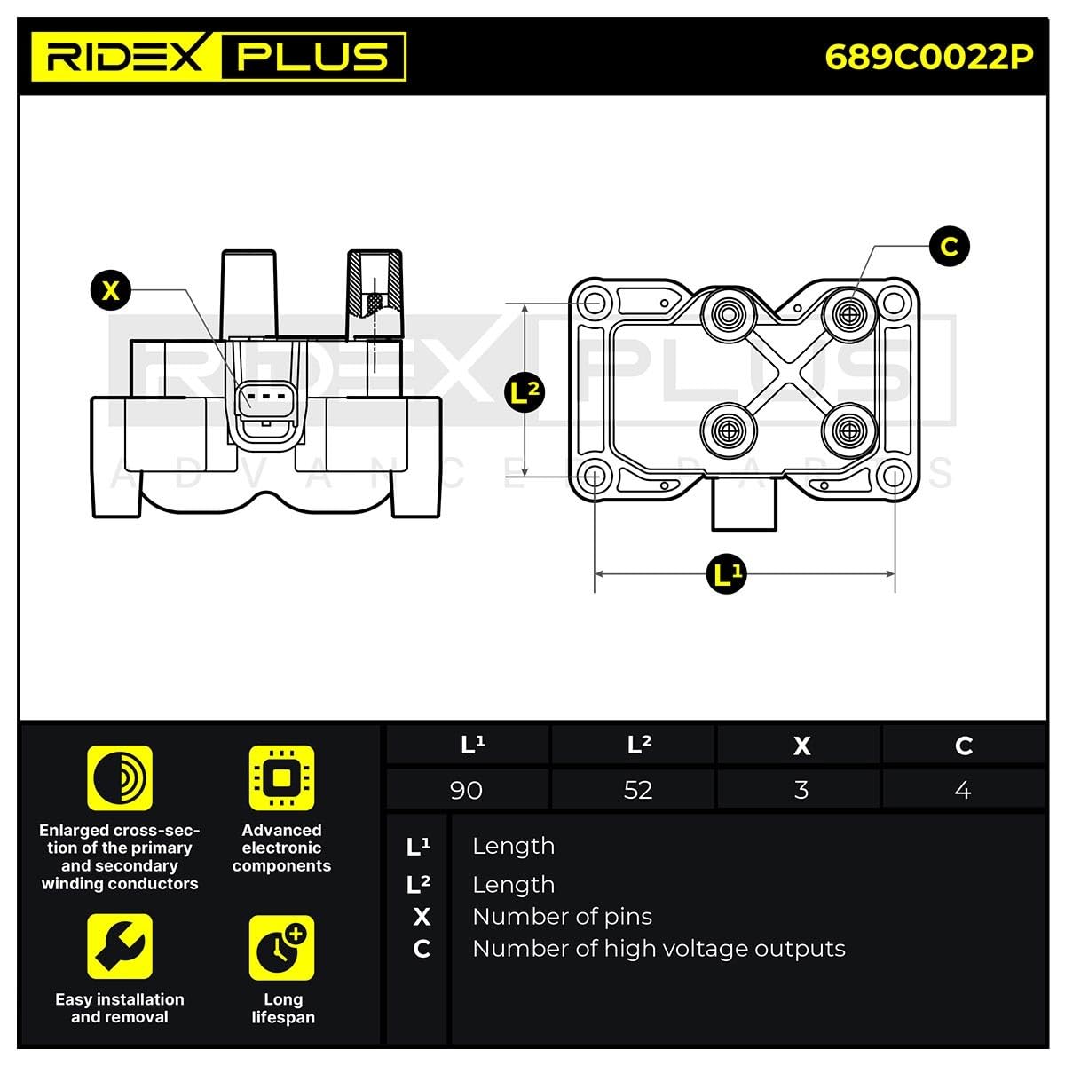 RIDEX PLUS 689C0022P Bobina d'accensione Compatibilità con FORD Fiesta Mk6 Hatchback JA8, JR8