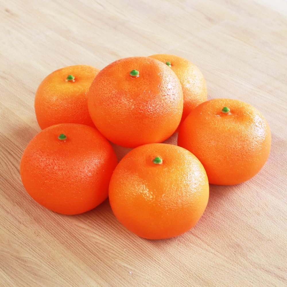 6 Pcs Realistic Foam Artificial Oranges - Lifelike Fake Fruit for Dining Table Centerpiece, Kitchen Decor, Photography Props & Indoor Display