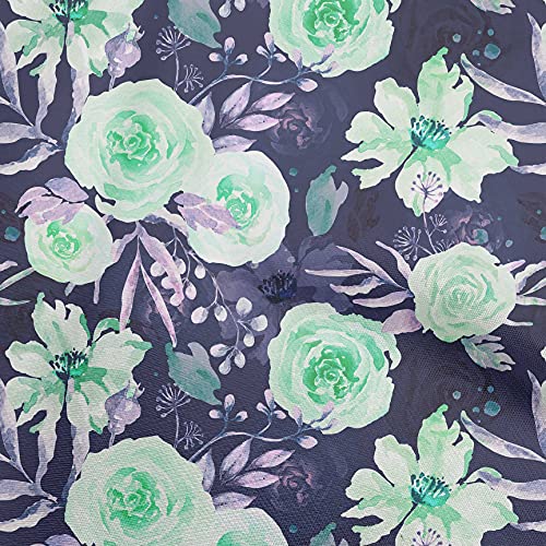 oneOone Georgette Viscose Blue Fabric Leaves & Clover Quilting Supplies Print Sewing Fabric by The Yard 42 Inch Wide