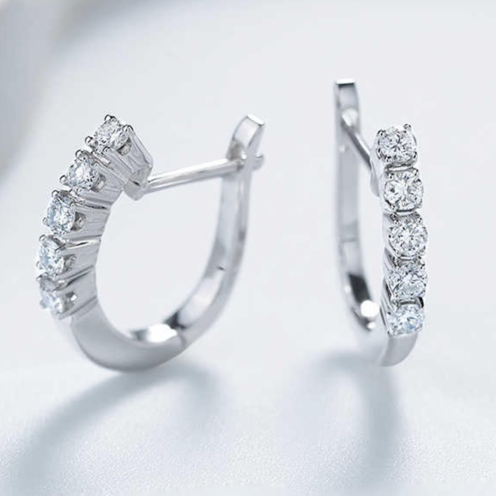 KnSam Creole Hoop 750 prawdziwe białe złoto, 0,2 ct laboratorium stworzone diamenty damskie kolczyki klasyczne szlif okrągły biały, biżuteria damska kolczyki 18K