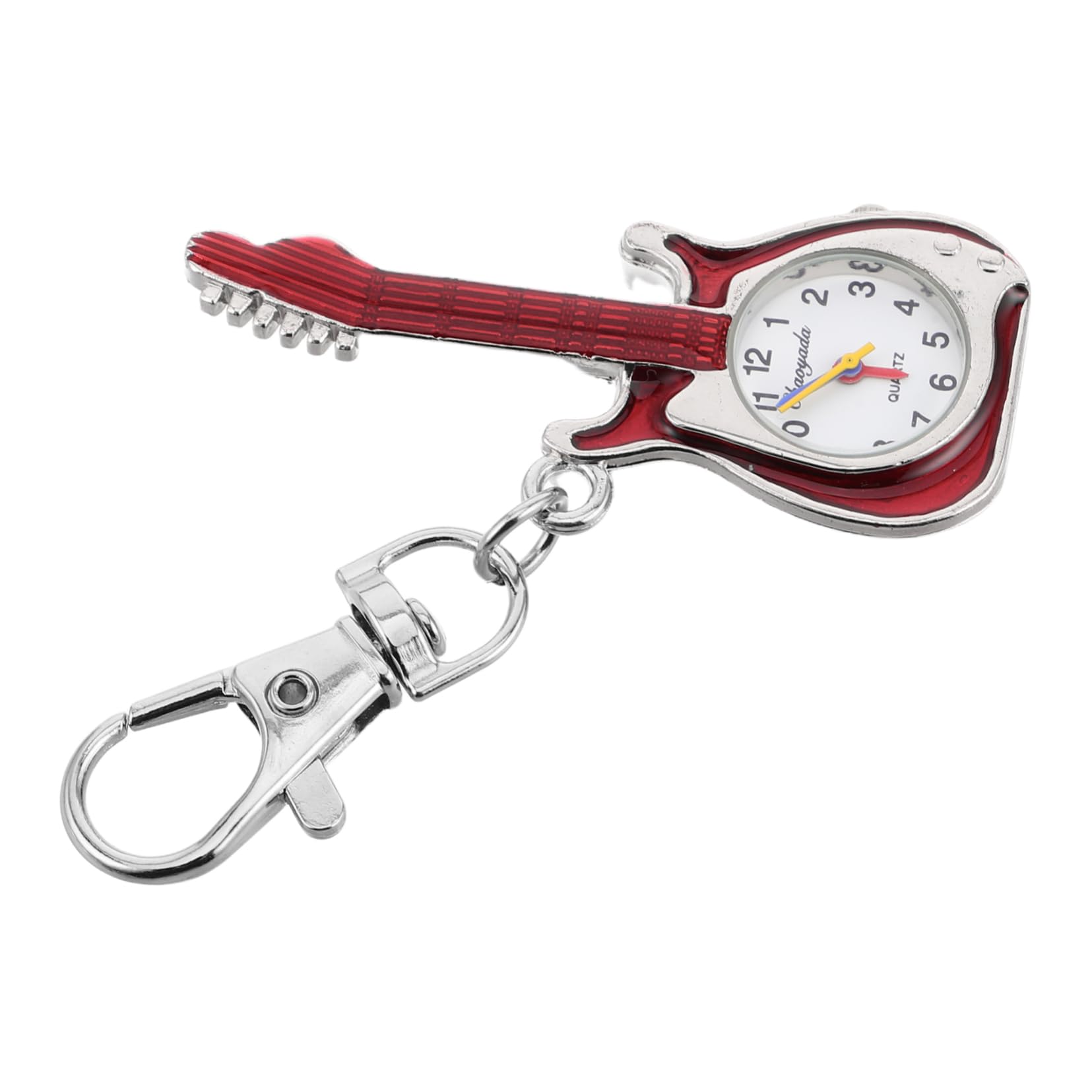 Reloj Llavero Forma de Guitarra para Niños, Reloj de Bolsillo de Cuarzo, Compacto y Portátil, Accesorio Lindo para Decoración de Mochila o Bolso