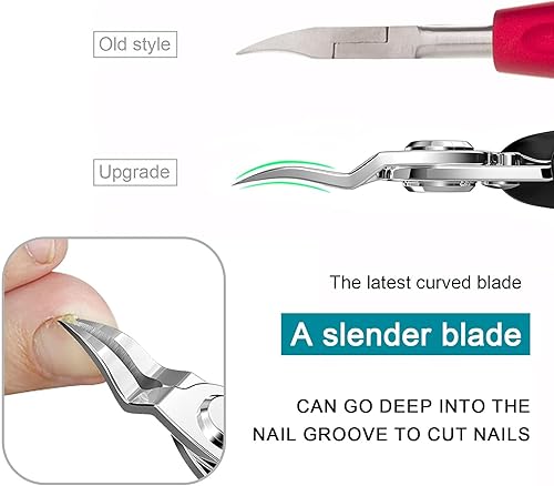 Miniatura 2 de Cortaúñas encarnadas (actualización), cortaúñas de acero para podólogo profesional, herramienta única de hoja curva de mango largo para uñas gruesas