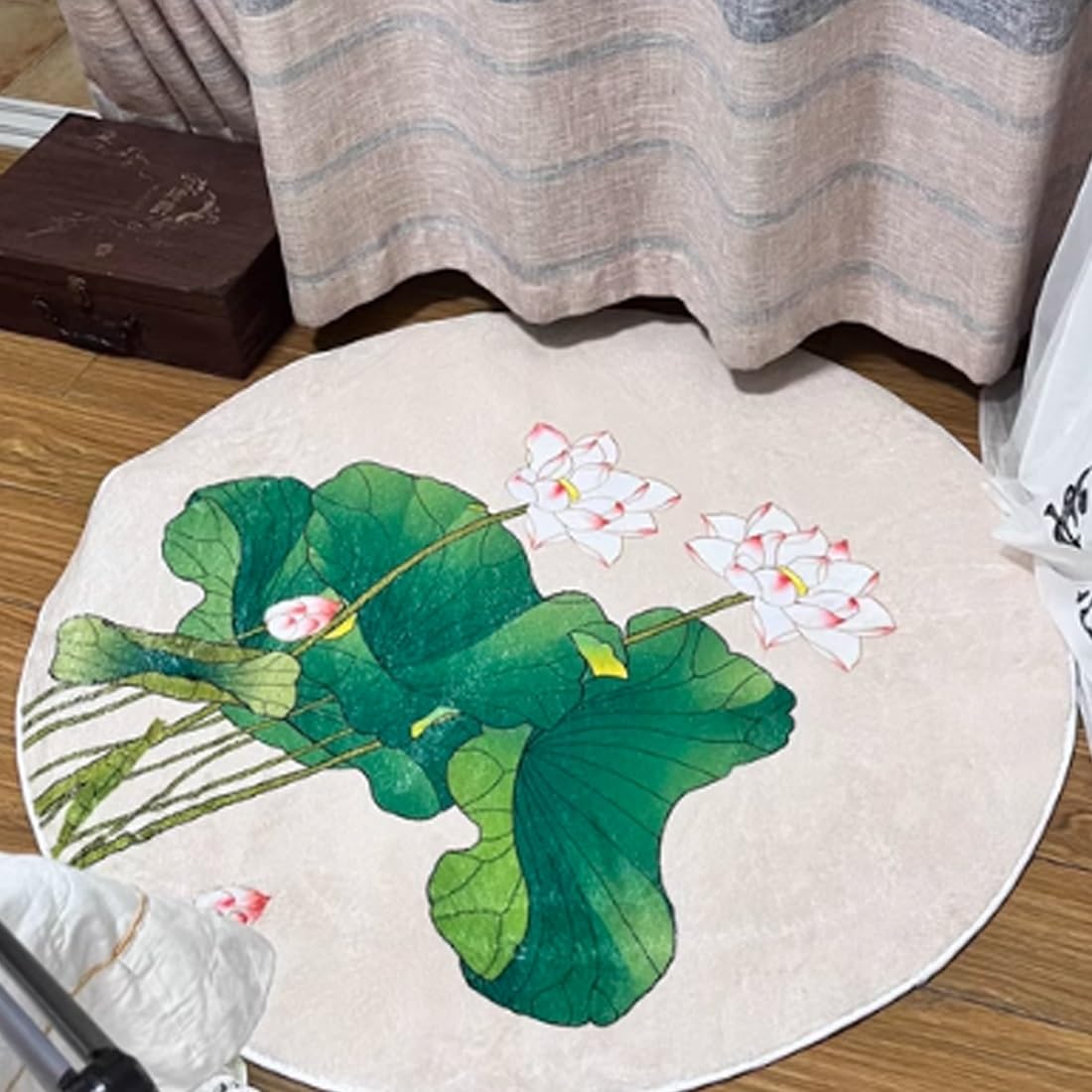 Tapis De Prière Fleur De Lotus, Tapis Circulaires pour Chambre À Coucher, Salon, Bureau(Round B,120cmx120cm)