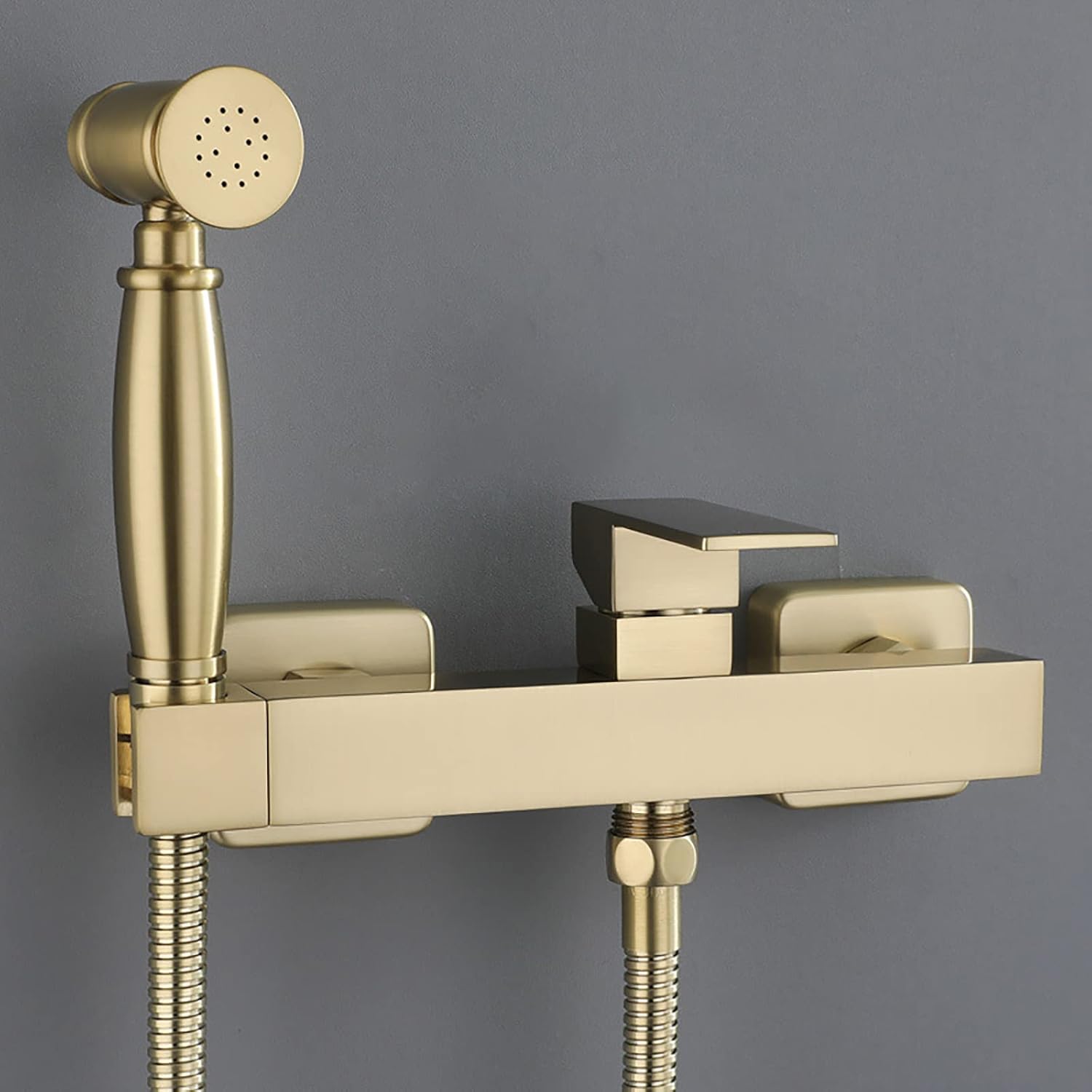 Handheld Bidet Sprayer for Toilet, Brushed Gold Cloth Diaper Sprayer Kit Wall Mounted Brass Bidet Sprayer Set Single Handle Toilet Bidet Sprayer Kit with 150cm Shower Hose