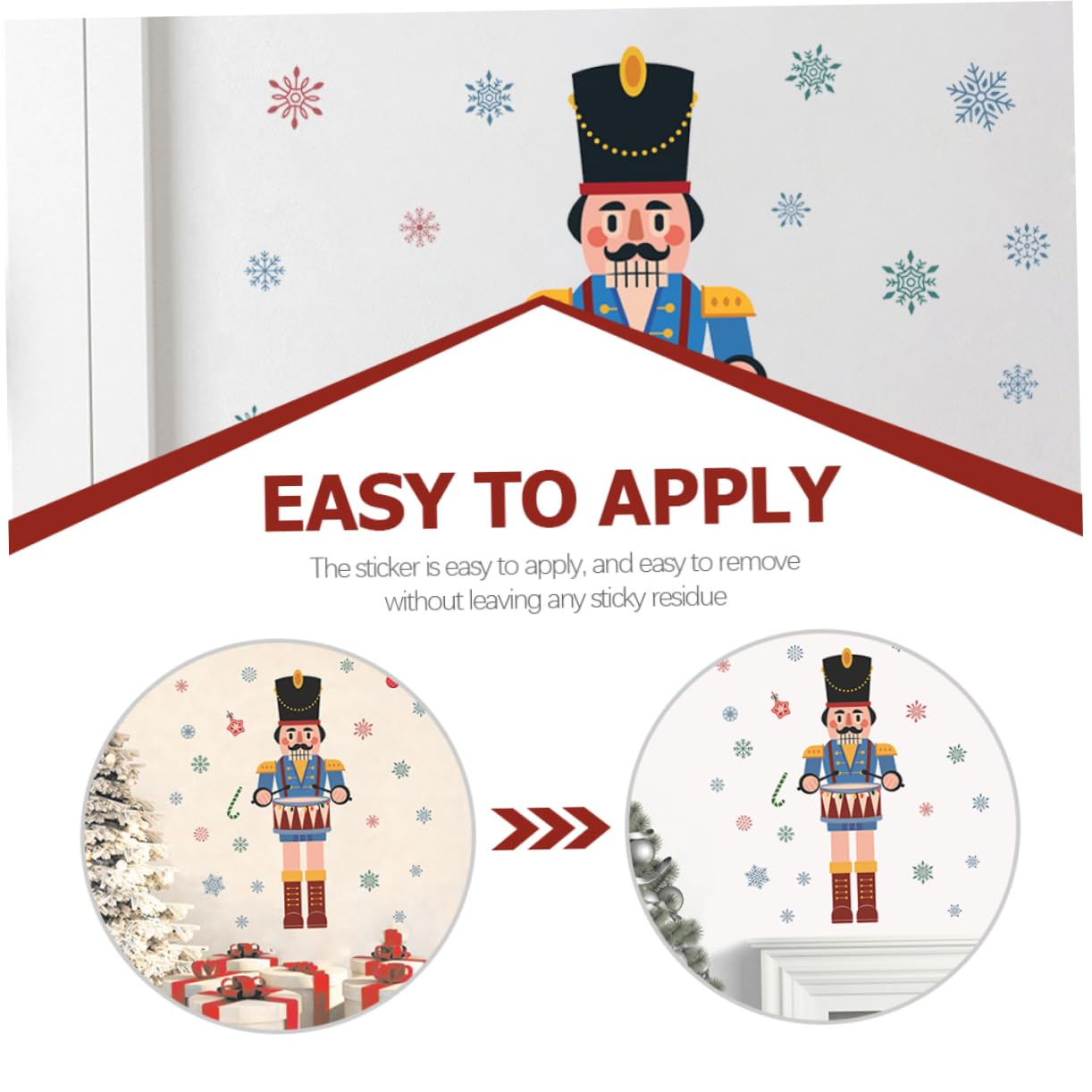 Alipis Lot De 4 Autocollants Décoratifs En Pvc Motif Flocon De Neige Et Casse-noisette Pour Fenêtre Décoration De Noël