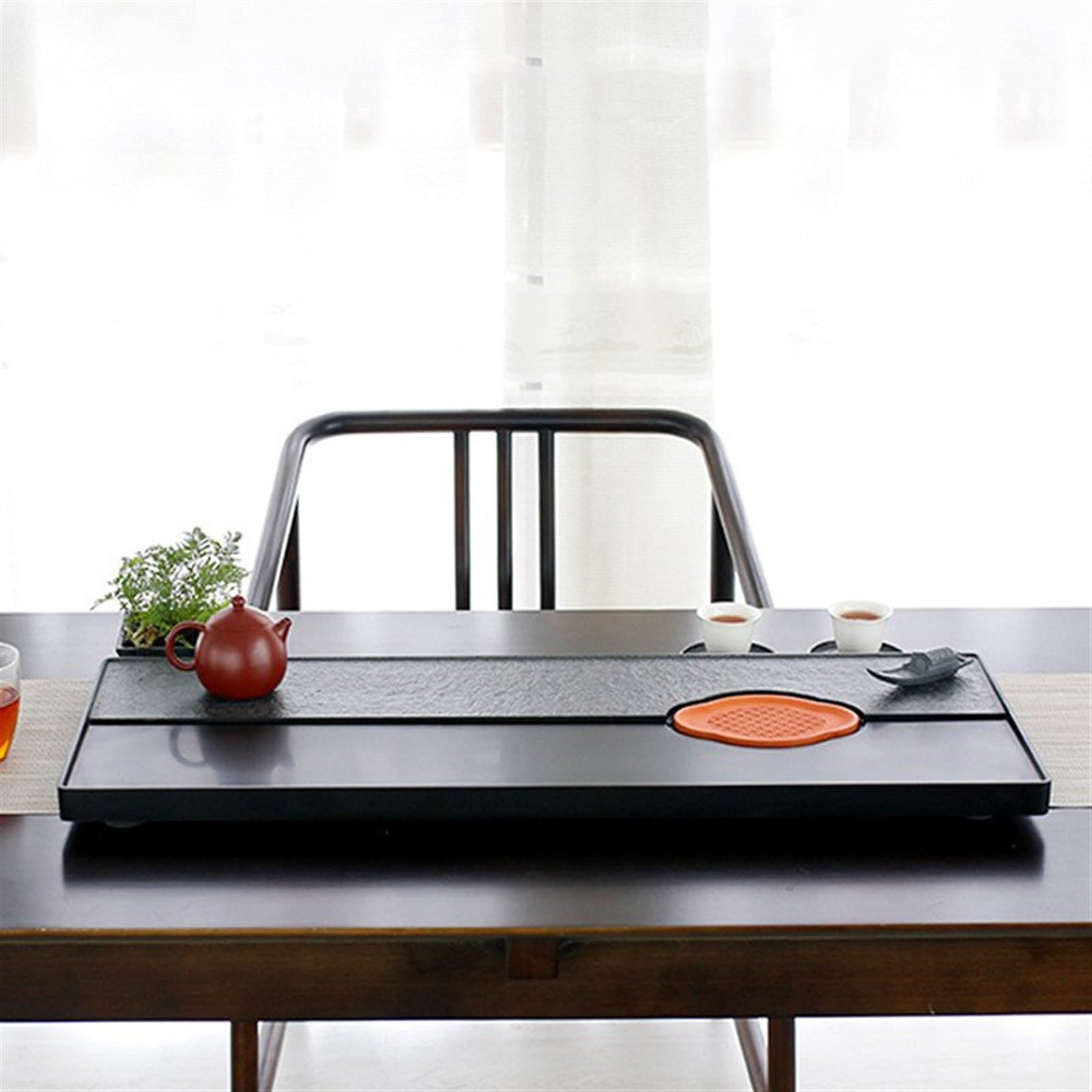 CKKNILV Tea Set Natural Ebonite Tea Tray Whole Stone Tea Table Drainage Stone Living Room Tea Home Office Stone Tea Set Chinese Tea Set(70 * 30 * 3cm) (90 * 35*