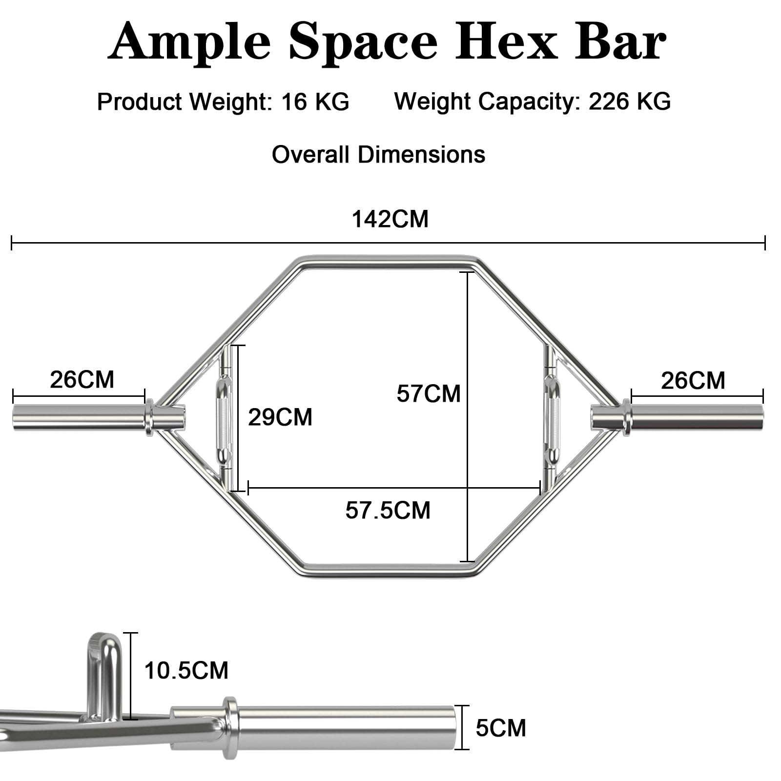 KOMFOTTEU Trap Bar, Manubrio Esagonale con Manico Pieghevole, Barbell Barra Olimpica, Hex Bar Deadlift in Acciaio con Chiusura a Molla, fino a 363 kg per Casa e Palestra, Ø 50 mm
