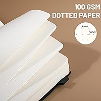 Vista 3 de CAGIE Cuaderno de cuadrícula de cuadrícula con puntos y balas, color negro A5