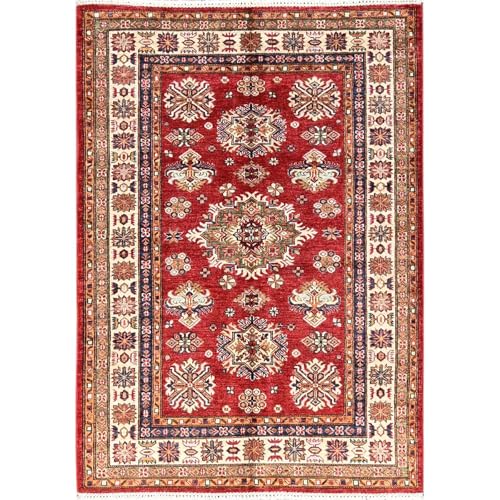 Shahbanu Rugs Red Afghan Super Kazak Hand Knotted Wool Oriental