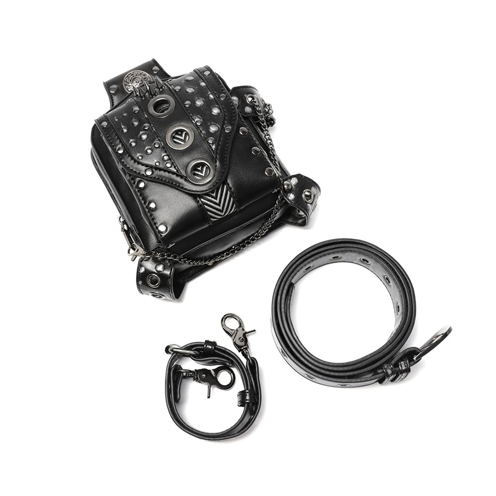 Marsupio Punk Marsupio da uomo Moto Rivetto Catena Borsa Equitazione all'aperto per Escursioni in Bicicletta