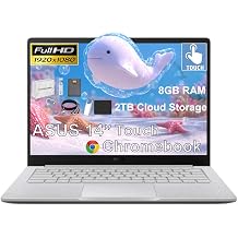 ASUS 14" FHD Touchscreen Students Chromebook, Intel Celeron N4500 > i3-1115G4, 8GB RAM, 192GB Storage 128GB eMMC + 64GB SD Card,Anti-Glare, Chrome OS,with 5ave 6-in-1 Kit