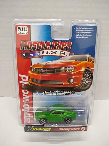 Auto World SC354-6 Muscle Cars USA 2010 Camaro HO Scale Coche eléctrico de la ranura - Verde