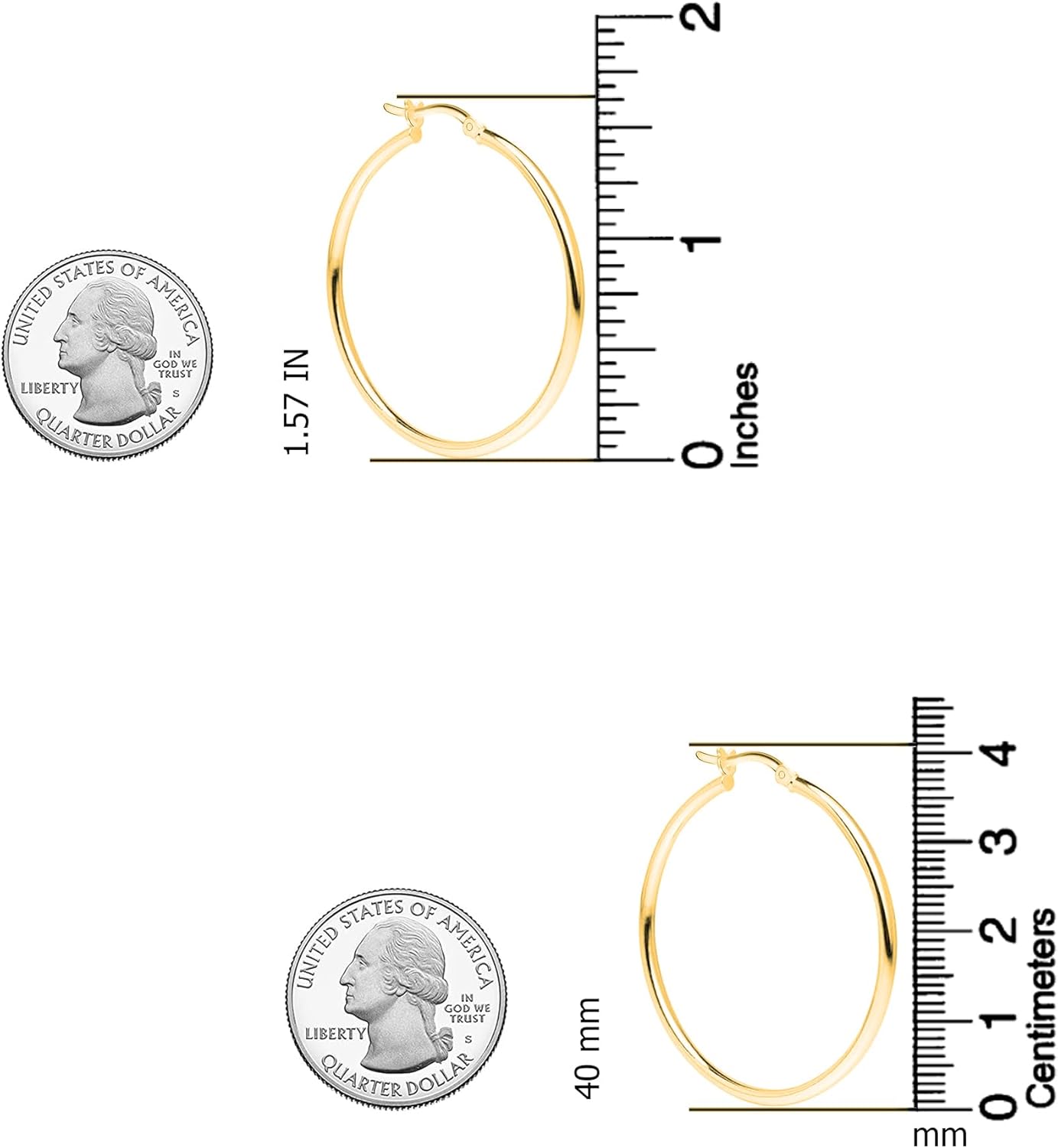 Charmsy 925 Sterling Silver Hoop Earrings for Women | 14K Gold-Plated 2.5mm Tube Classic Hoop Earrings | Women's Click-Top Earring Hoops | Size 15/20/25/40MM - Image 5