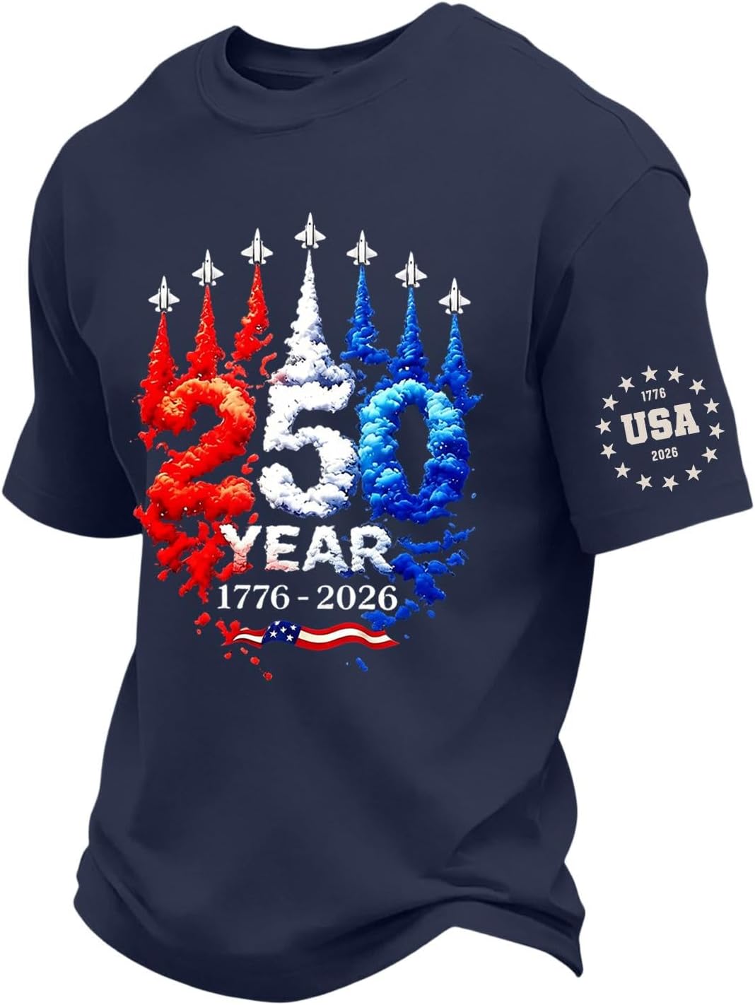 RTRDE 250th Anniversary USA Shirts for Men Short Sleeve 4th of July Independence Day Flag Print Patriotic Shirts, S-5XL