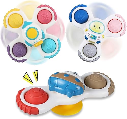 Juguetes giratorios con ventosa para bebés de 1 a 2 años de edad, juguetes de baño, juguetes sensoriales antiestrés para niños pequeños de 1 a 3