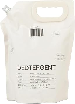 DedCool Liquid Laundry Detergent in Mochi Milk | Luxurious Scent | Stain-Removing Formula | Infused with Natural Essential Oils | Non-Toxic | Up to 120 Washes | 64 fl oz