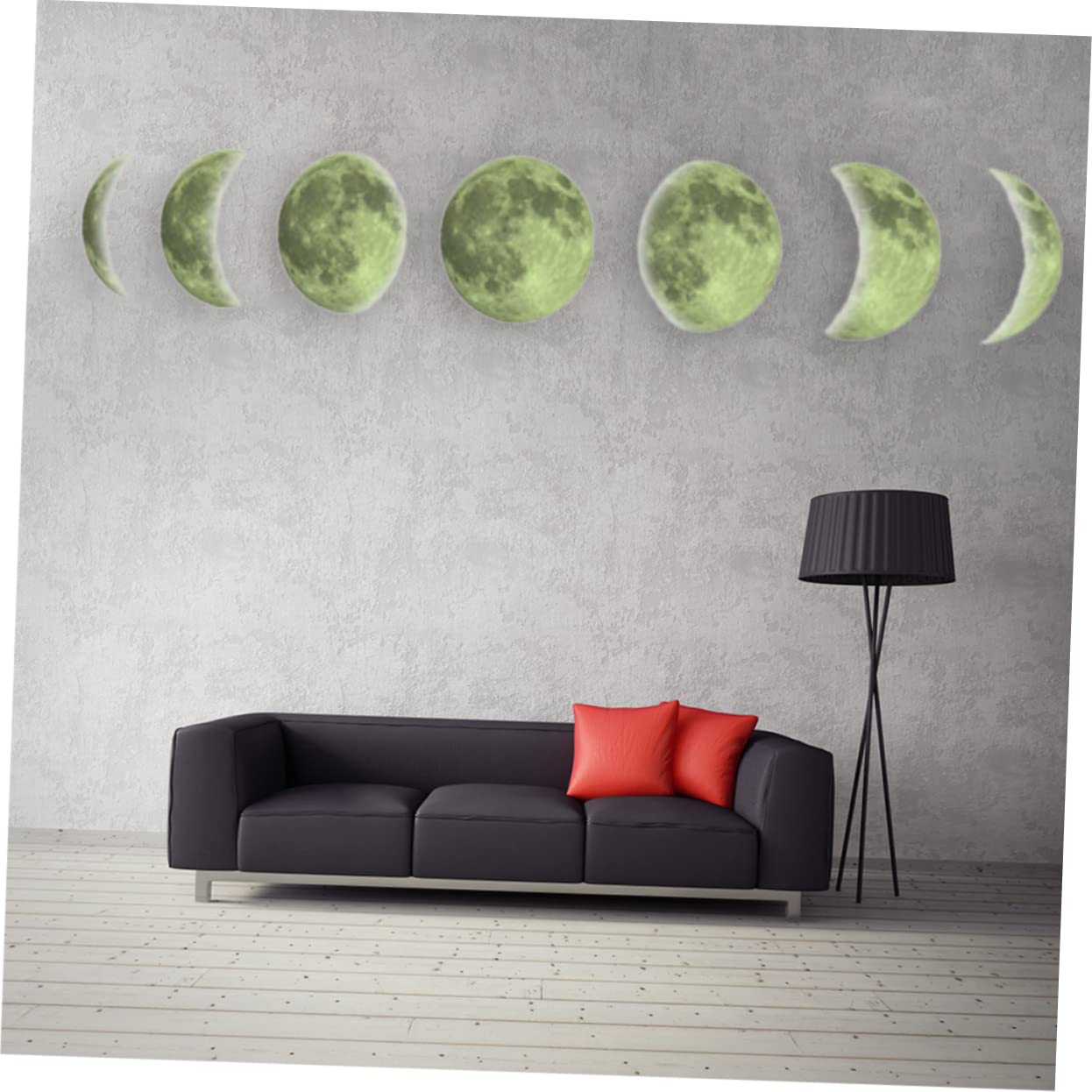 Glow in The Dark Fluorescent Moon Phase Wall Stickers - PVC Décor for Kids Bedroom Nursery, and Living Room - Image 3