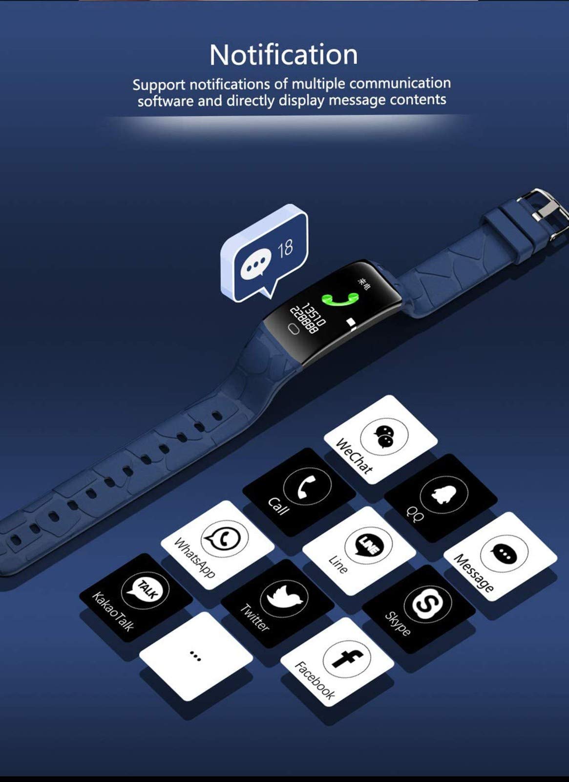 ARTSEWPLY Braccialetto Intelligente LED – Contapassi, Monitor Sonno, Termometro E Allarme Vibrazione, In Silicone, USB 2.0