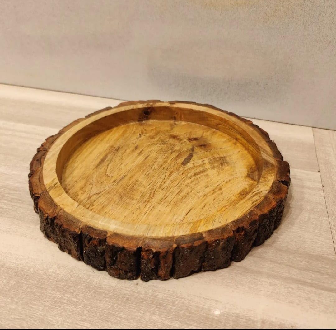 Wooden Seas Wooden Natural Tree Bark Platter Tree Log Decorative