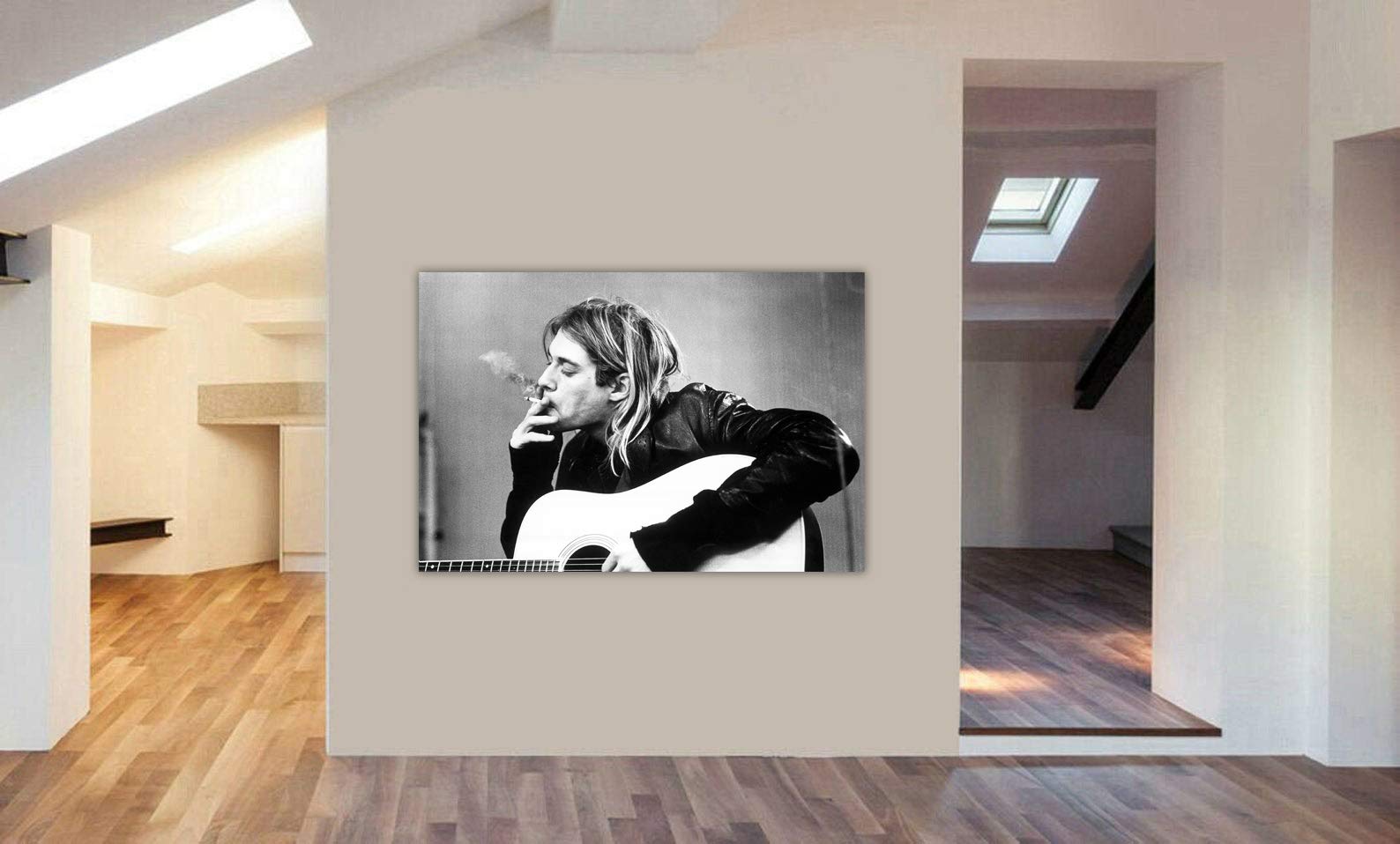 Fab Tampon artistique Sur Le mur Kurt Cobain Smoking Nirvana Rock Band Live Sur Toile, Taille variable (A2 60,6 x 40,6 cm)