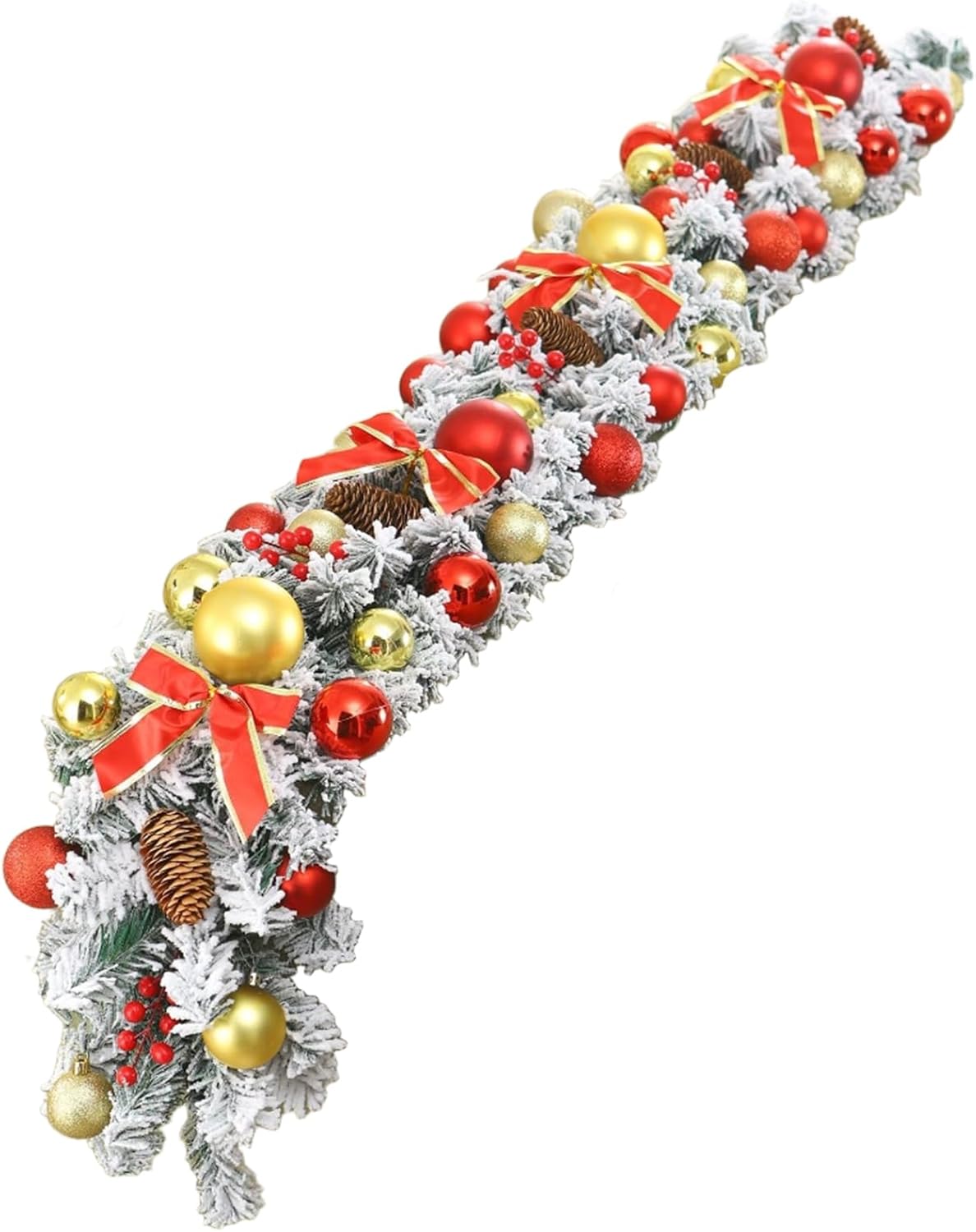 Seasonal Flocking Pinecones and Wreath Pine Rattan Hangings with for Celebratory Christmas Decors Realistic Pine Garlands for Christmas Home Decors