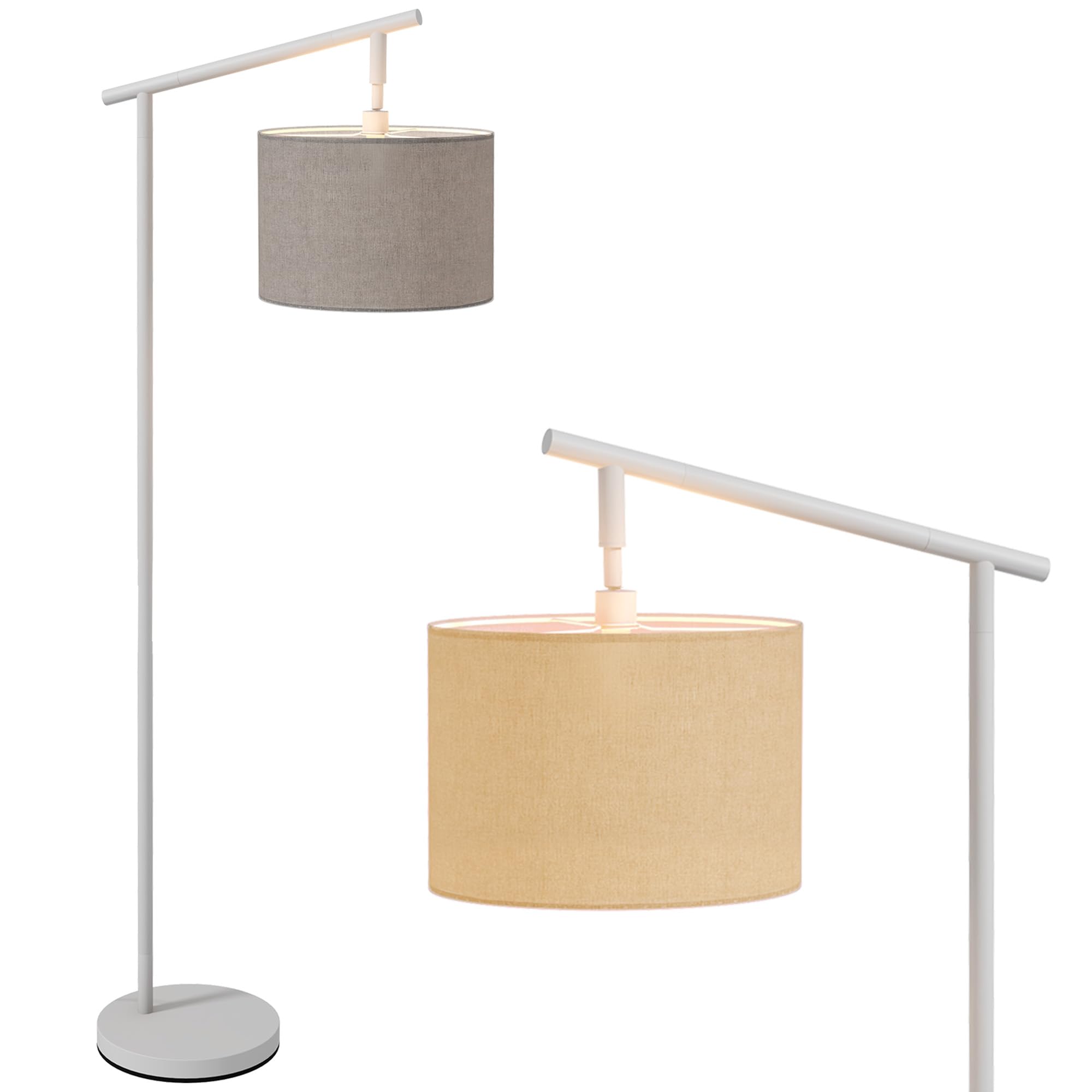 HOMCOM Modern Floor Lamp with 350° Rotating Lampshade, LED Bulb Included in Grey