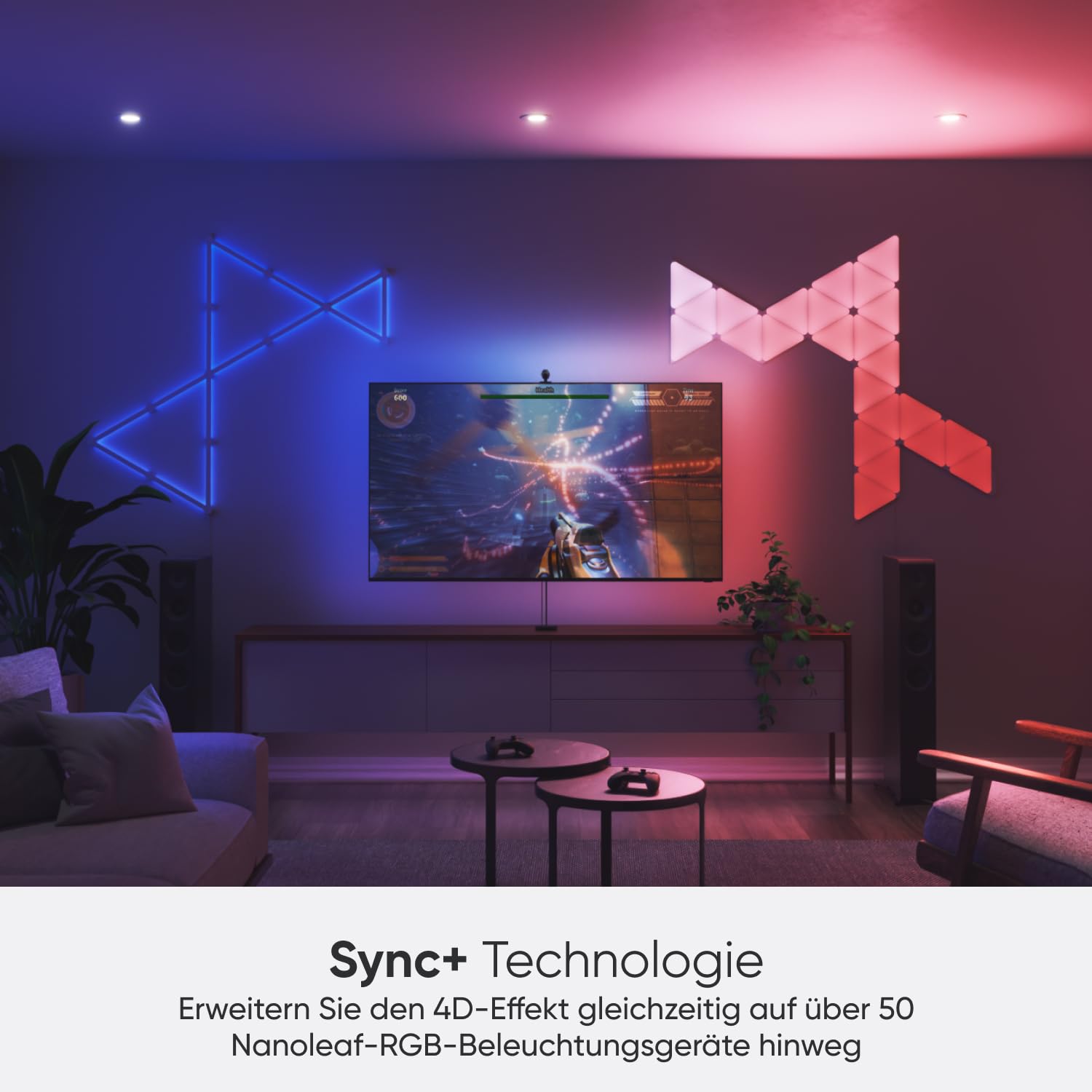 Nanoleaf 4D Screen Mirror + Lightstrip Kit für Fernseher/TV/Bildschirme bis zu 85 Zoll (215 cm) - Smart RGBW LED Strip + Kamera, Thread & WLAN, Funktioniert mit Alexa Google Apple